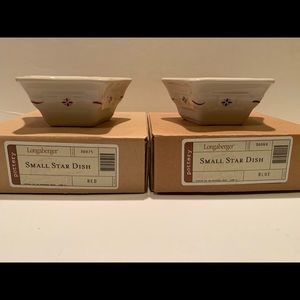 NWT LONGABERGER POTTERY SMALL STAR DISHES.